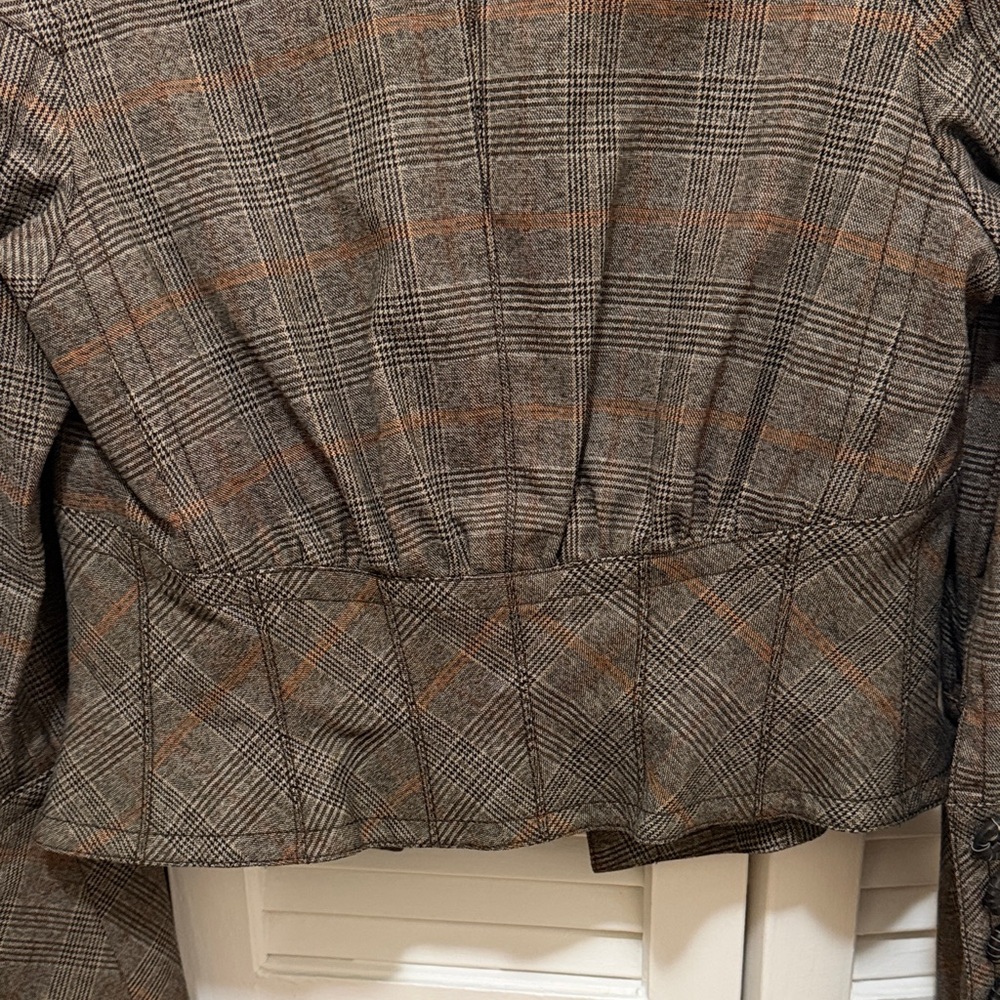 Byron Lars Brown Plaid Blazer with Green Lining size 4 - Picture 6 of 9